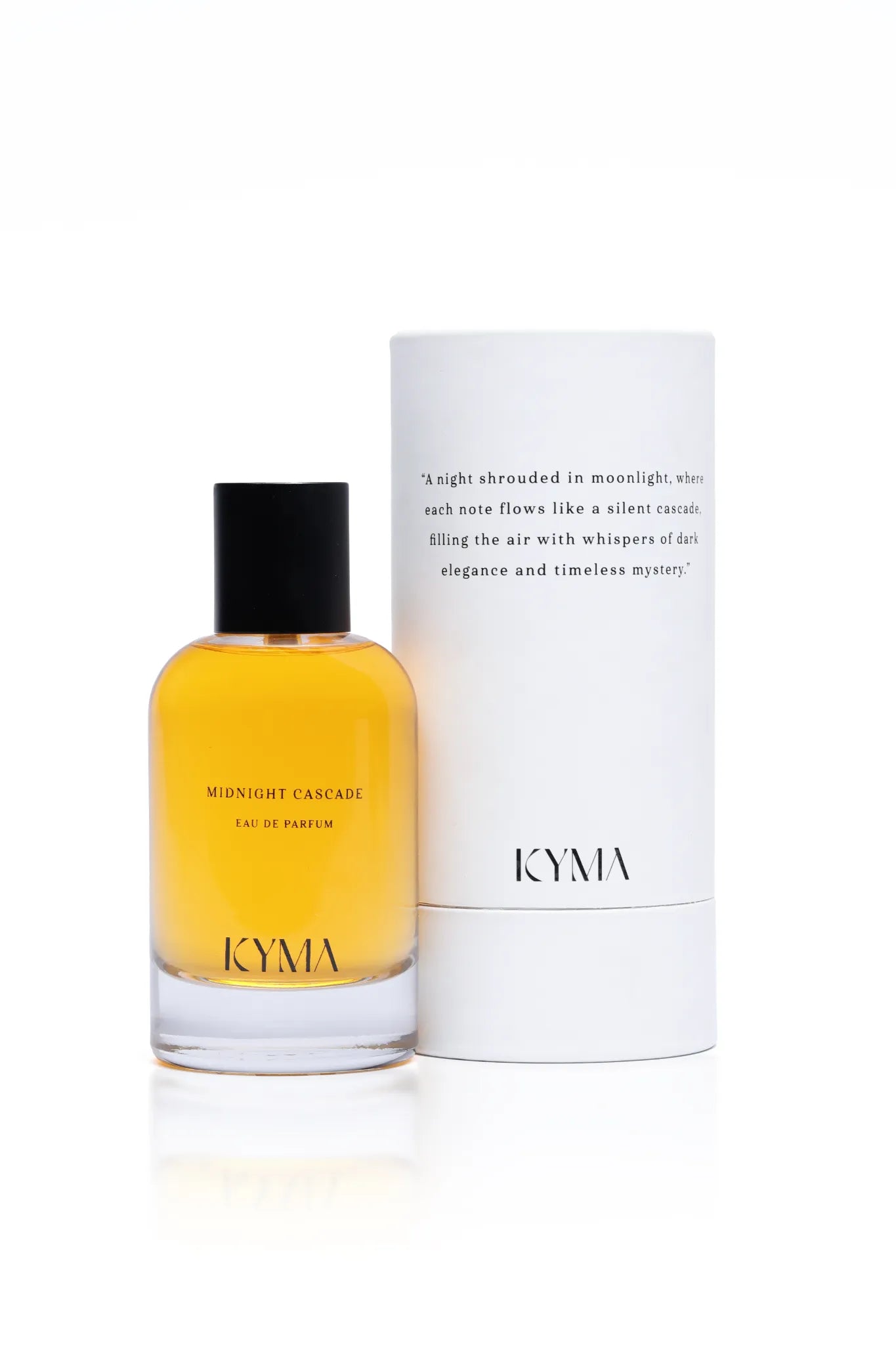 Full packaging of Midnight Cascade perfume by Kyma Fragrances