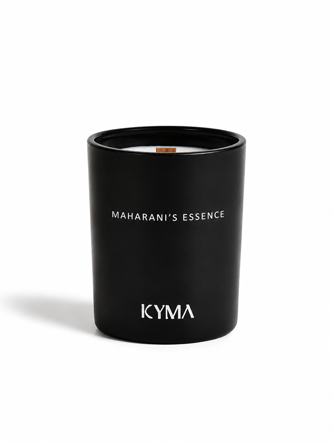 Maharani's Essence soy candle in a matte black vessel by Kyma
