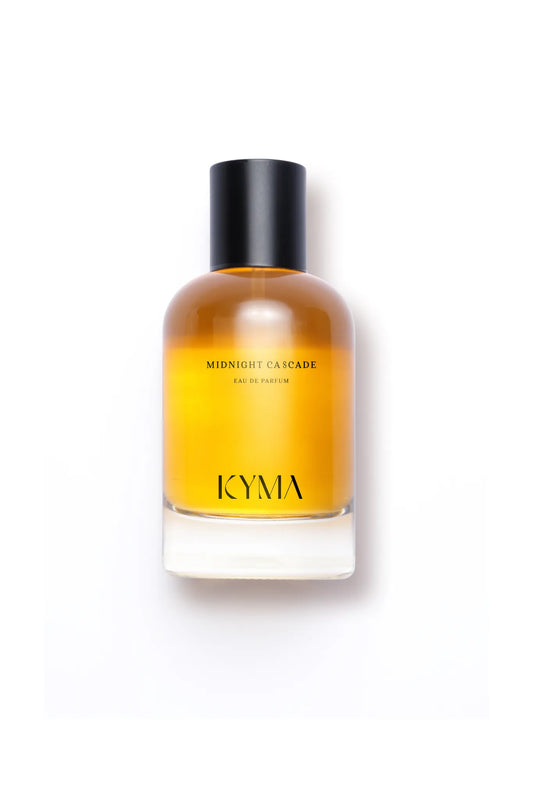 Front view of Midnight Cascade perfume bottle by Kyma Fragrances